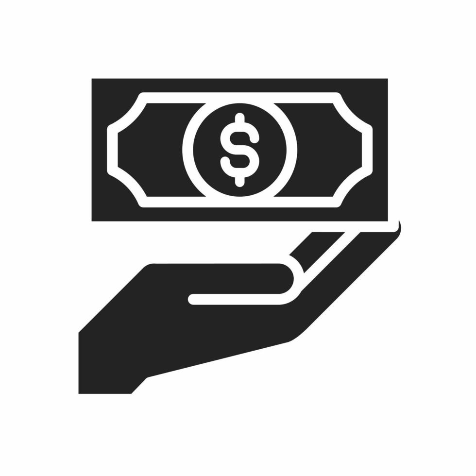 Hand holding money icon. Hand holding money icon illustration on white background. Stock vector illustration.
