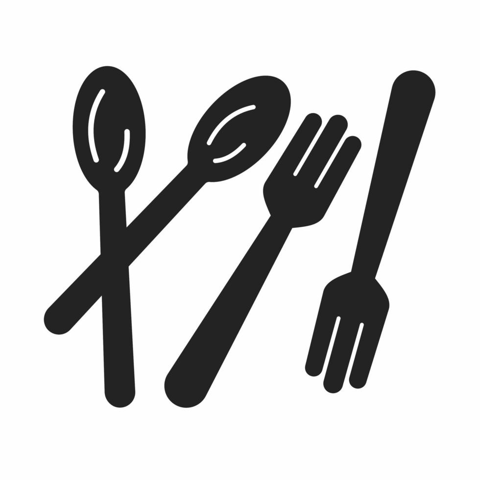 Fork and spoon icon. Fork and spoon ware icon illustration on white background. Stock vector illustration.