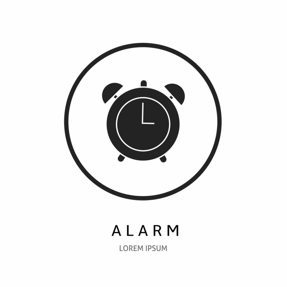 Alarm icon illustration sign for logo. Stock vector. vector