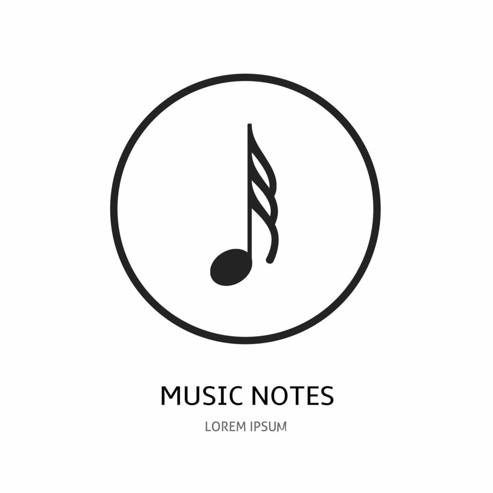 música notas icono ilustración firmar para logo. valores vector. vector