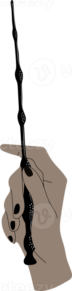 A hand wields a magic wand png