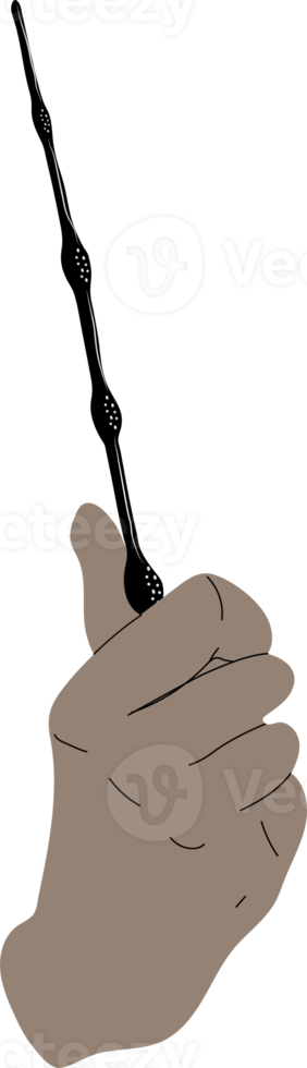 A hand wields a magic wand png