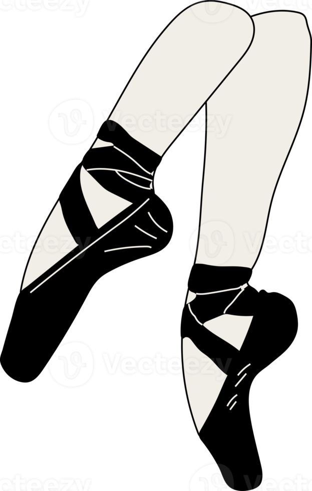 pointe chaussures, esquisser main tiré illustration. ballerine sur le pointes dans monochrome style. artiste ou femme dans le ballet studio. png