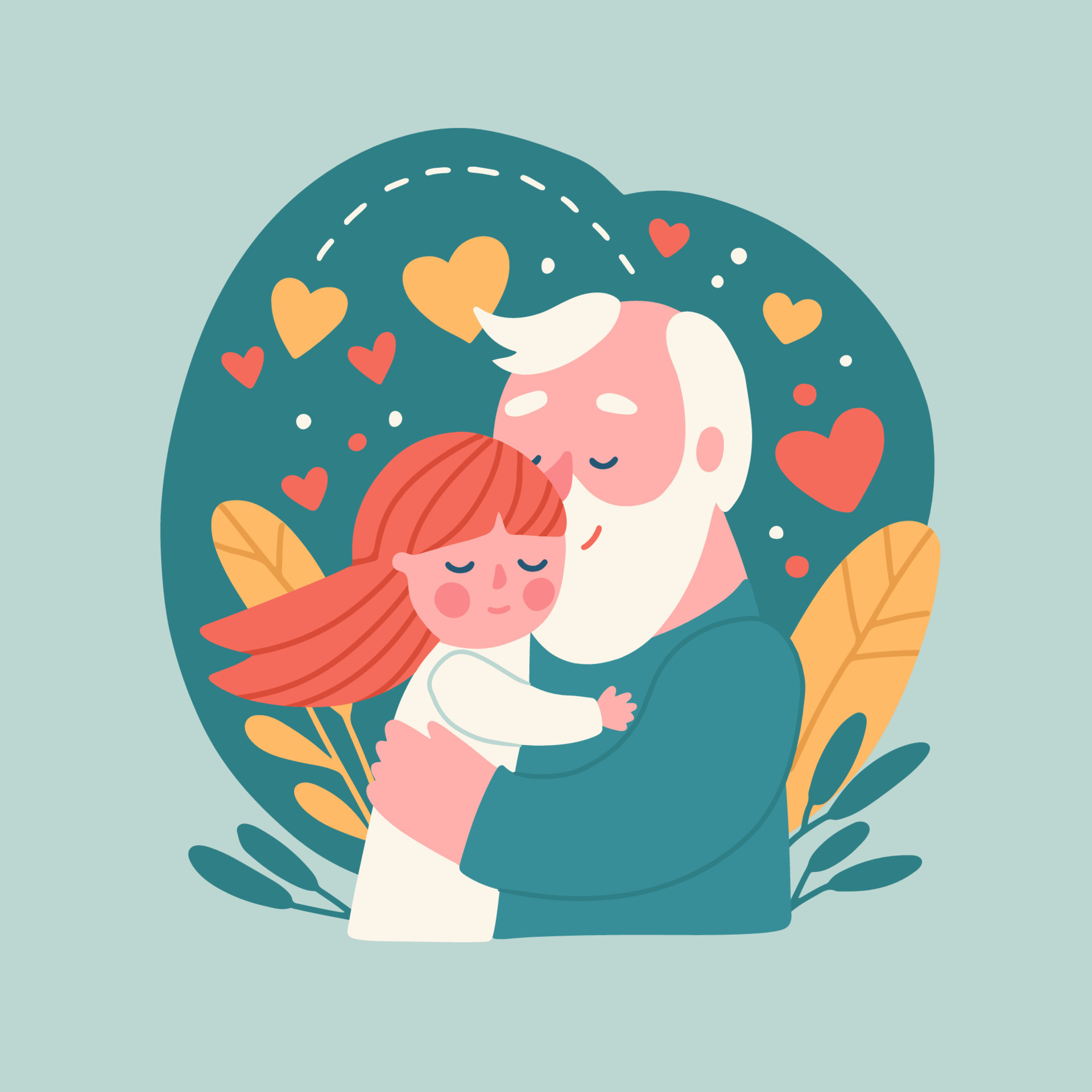 Old man grandfather hugs a girl his granddaughter Best grandpa ever Old man grandfather hugs a girl his granddaughter Best grandpa ever