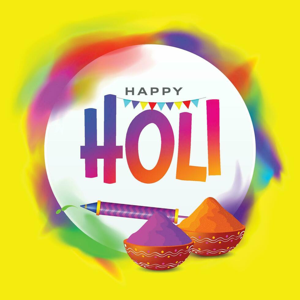 happy holi celebration with colorful holi festive elements vector