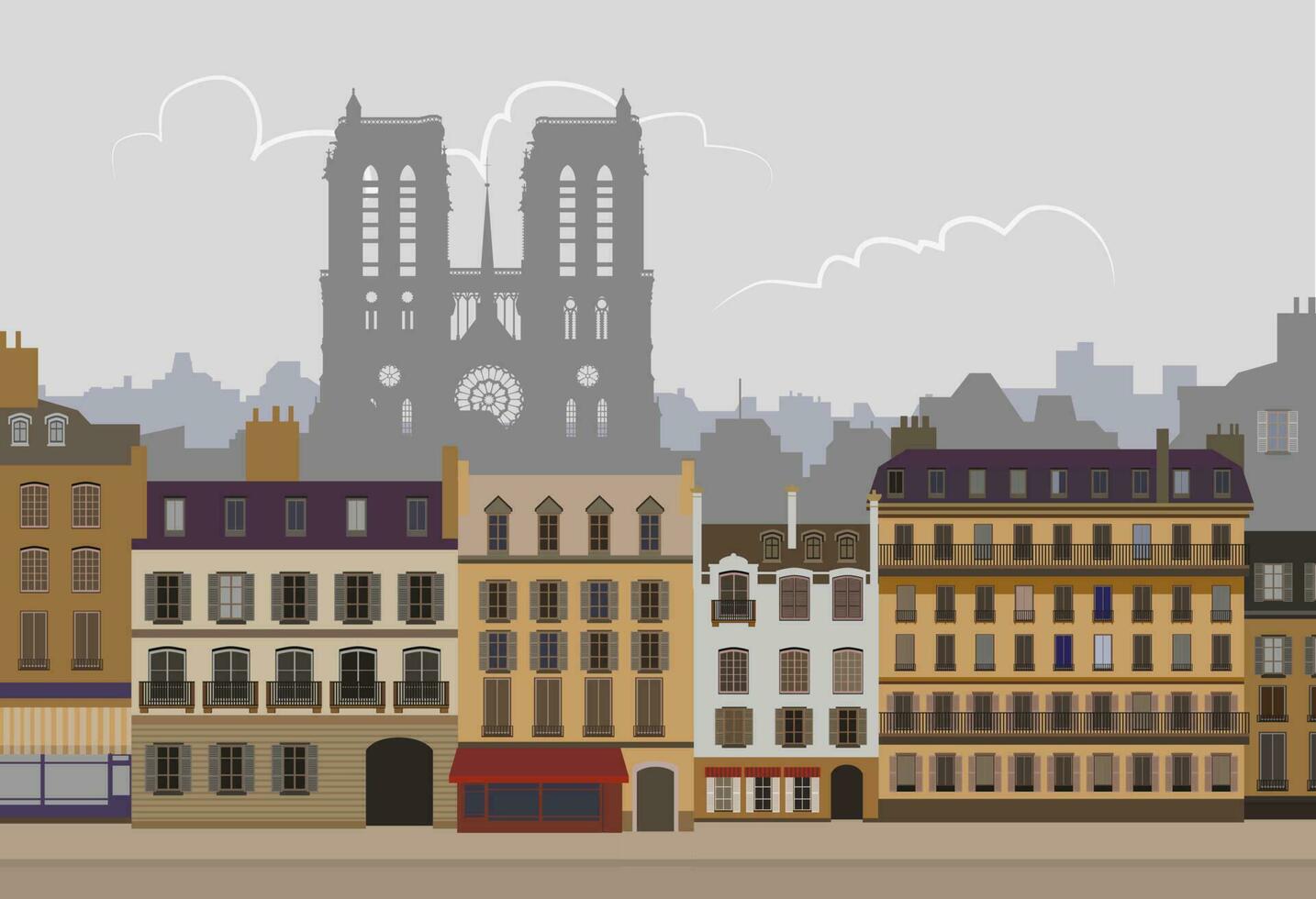 Paris. Notre Dame de Paris. Sunny day. Vector. vector