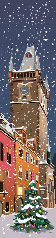 Christmas, Prague on New Year's Eve. Vector. vector