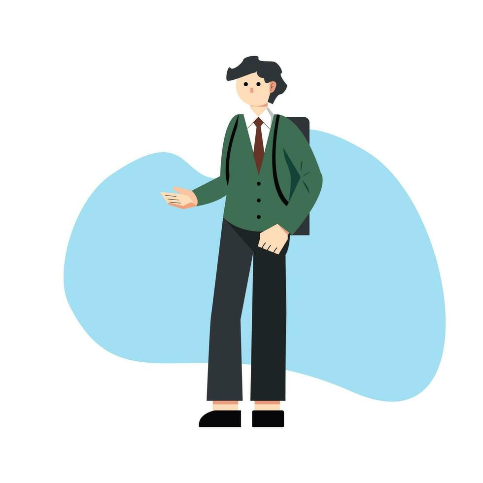 estudiante en un traje. vector ilustración en un plano estilo.