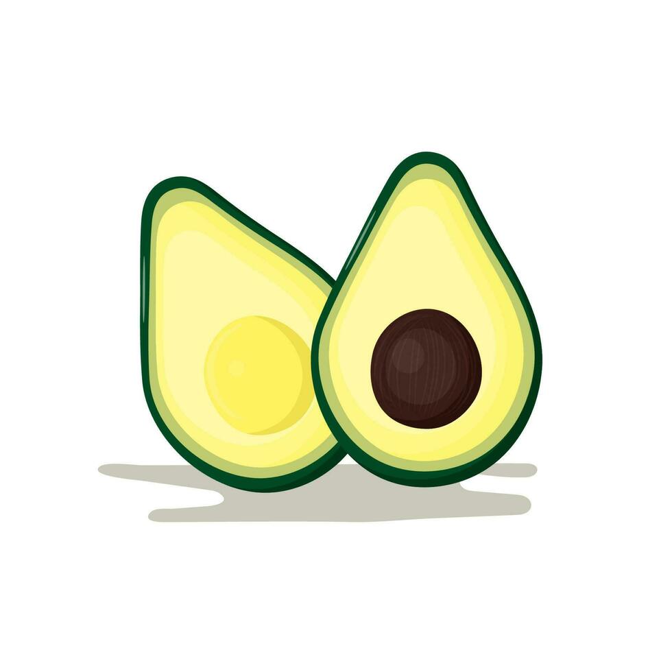 Fresco aguacate mitades aislado en un blanco antecedentes. orgánico alimento. plano estilo. vector ilustración para diseño.