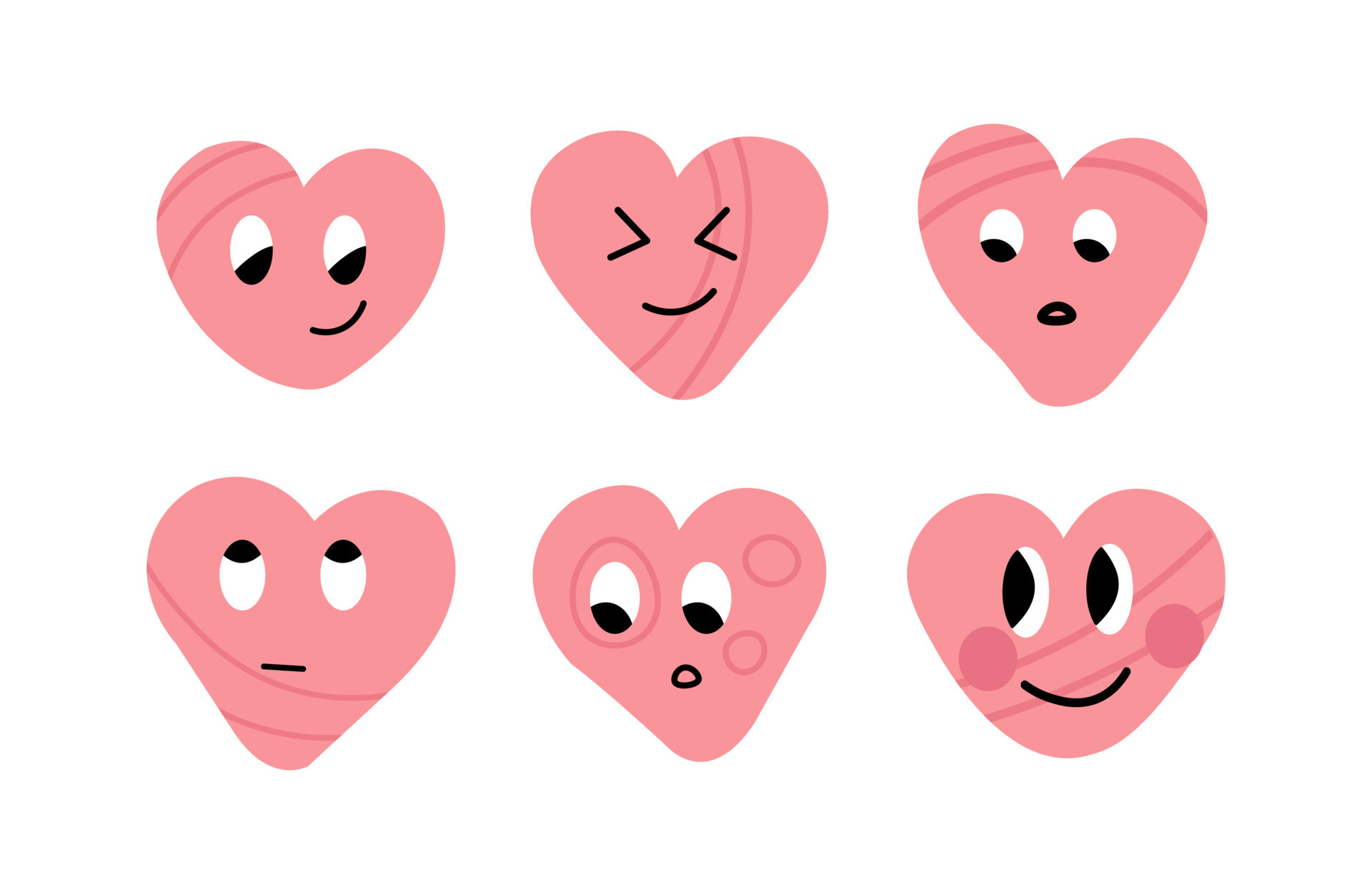 Happy Pink Love Hearts Stickers Set With Diverse Emotions Love happy-pink-love-hearts-stickers-set-with-diverse-emotions-love