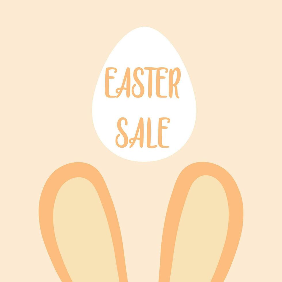 Easter Sale postcard illustration with rabbit ears illustration. Spring discounts concept. vector