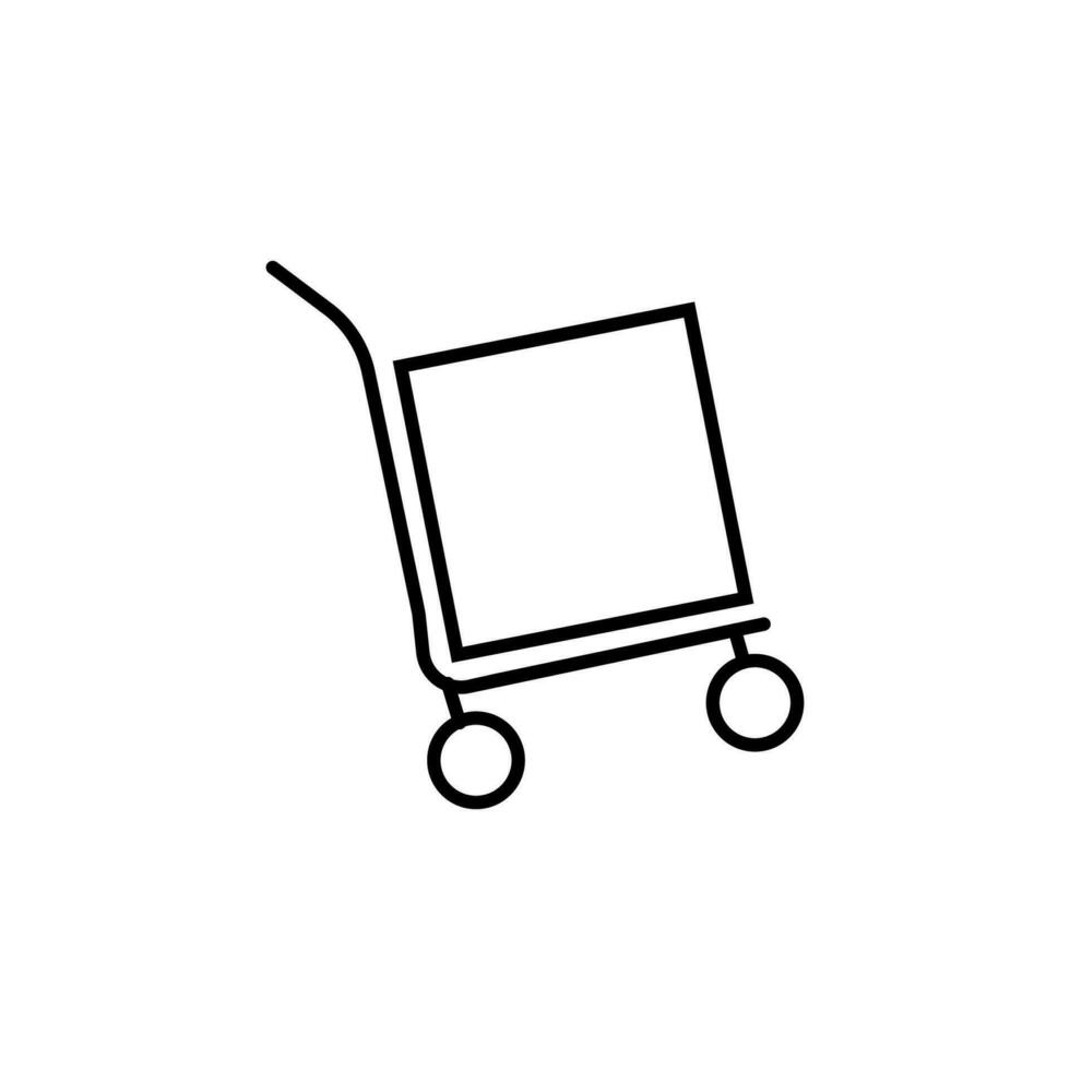 Trolley Isolated Line Icon. Editable stroke. Vector sign for adverts, stores, shops, articles, UI, apps, sites. Minimalistic sign drawn with black line