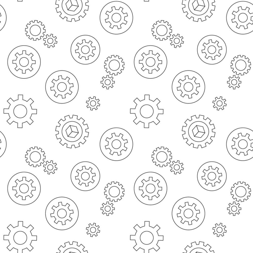 Vector seamless pattern of various gear or cogwheels made of various element