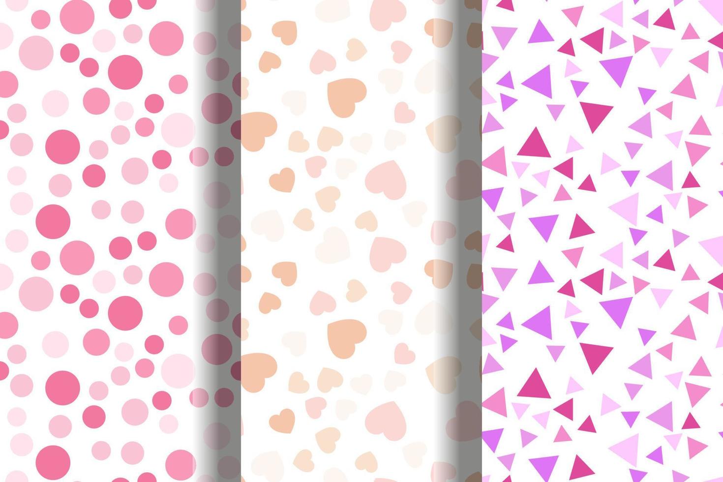 Collection of vector seamless patterns of bubbles, hearts, triangles for websites, wallpapers, clothes, wrapping, printing