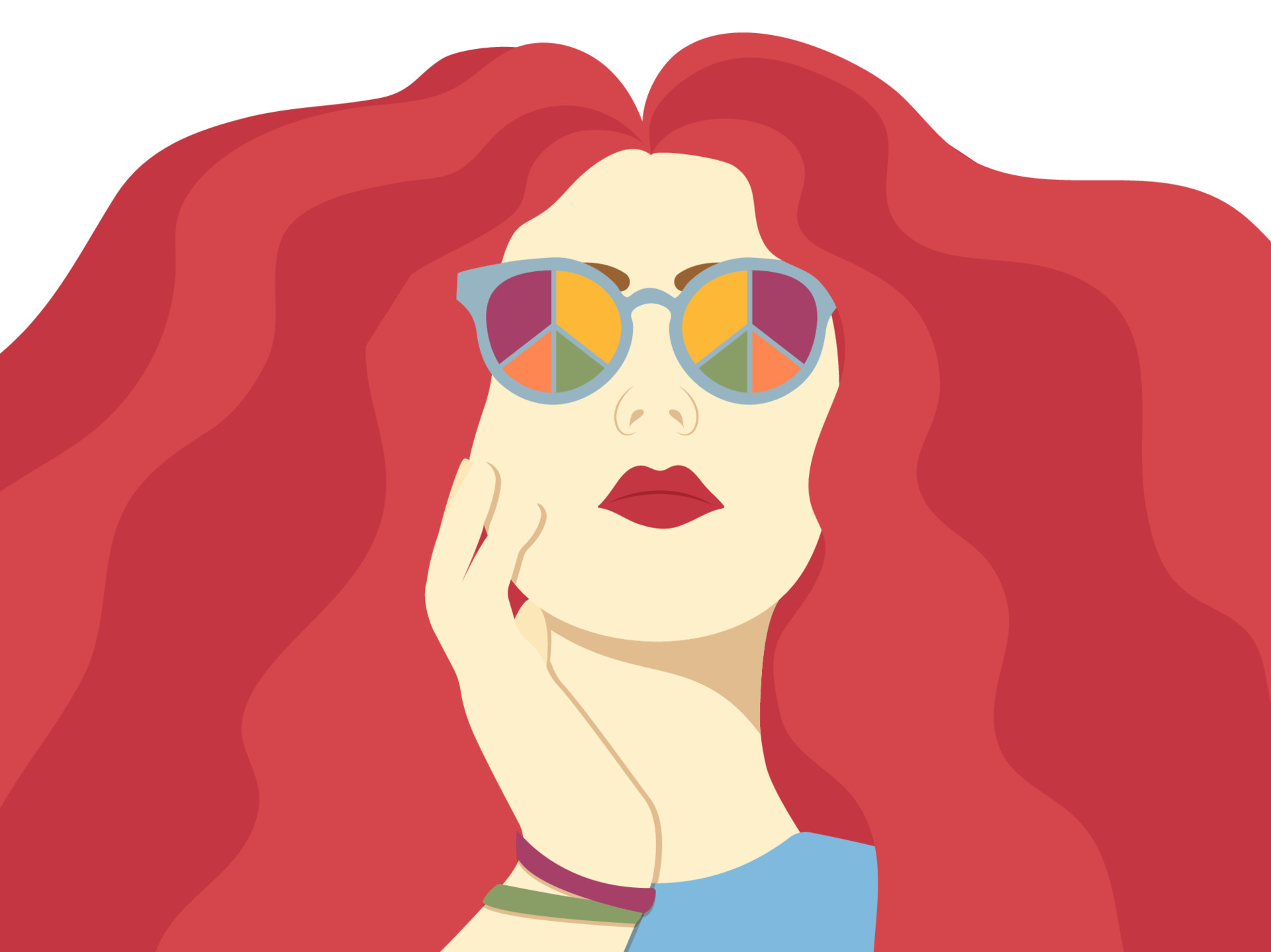 Psychedelic Style Portrait Of A Pretty Girl In Sunglasses Groovy psychedelic-style-portrait-of-a-pretty-girl-in-sunglasses-groovy