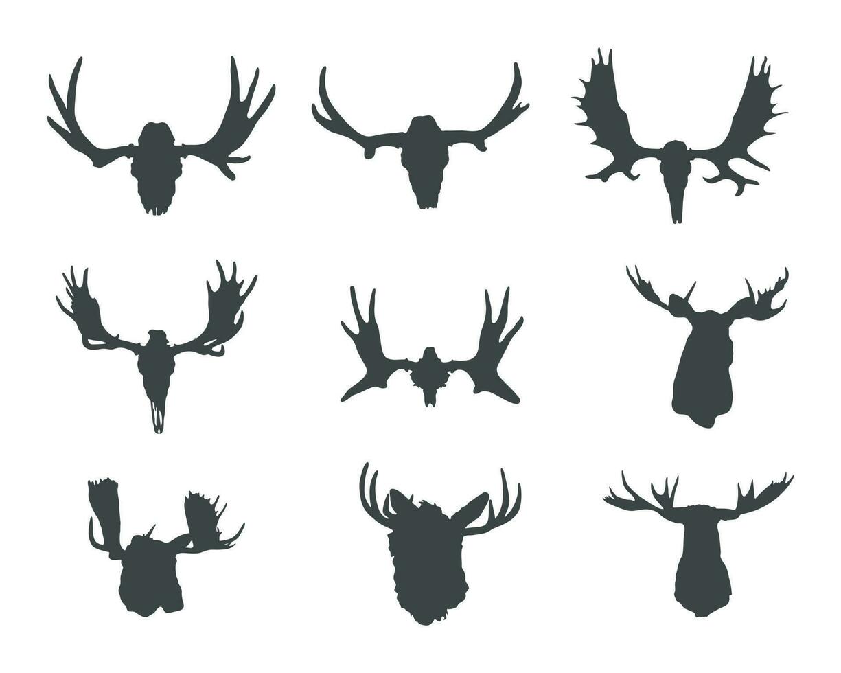 Moose skull silhouette , Moose head silhouette ,  Animal skull silhouettes vector