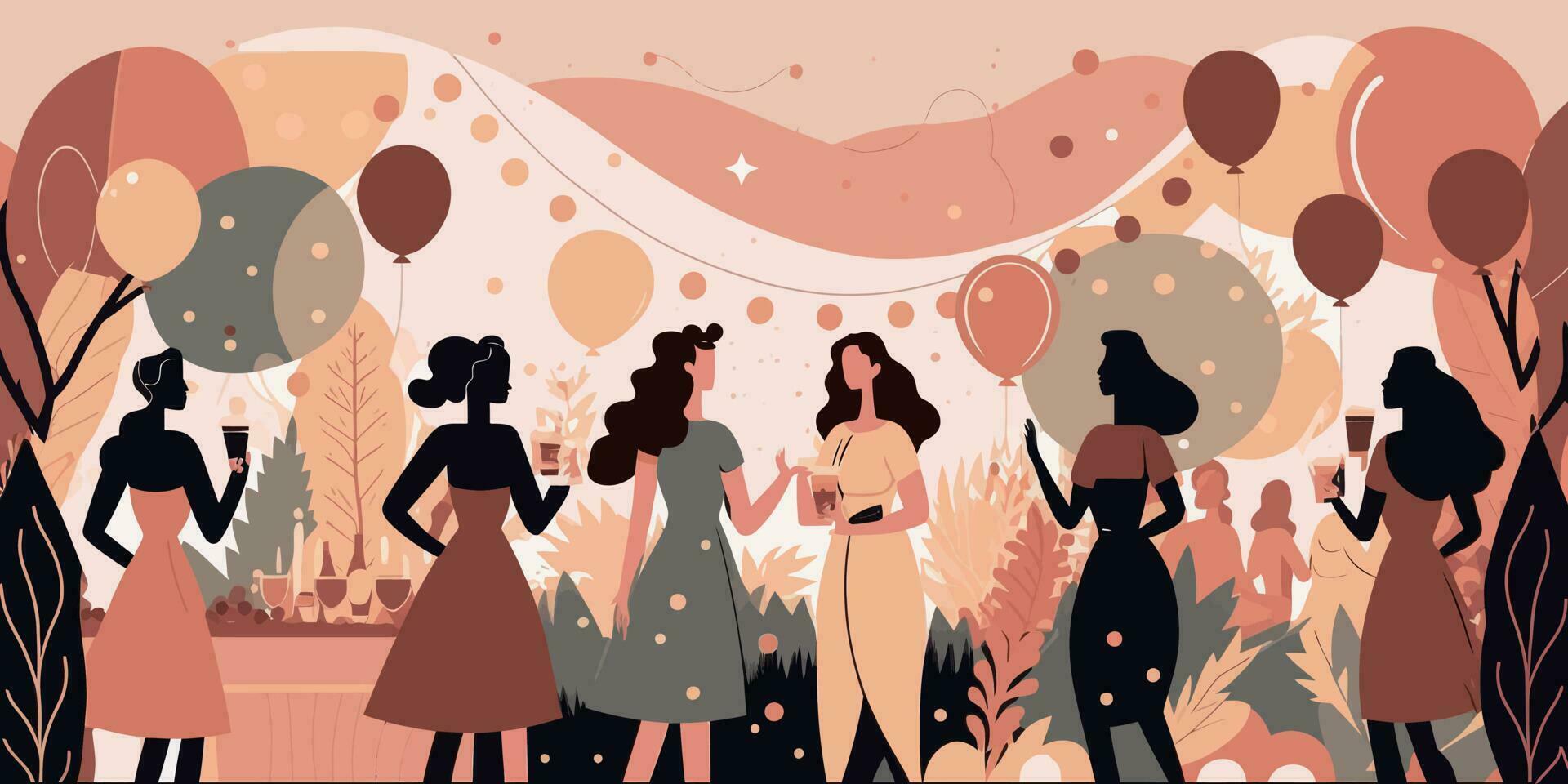 internacional De las mujeres día dibujos animados escena estilo vector