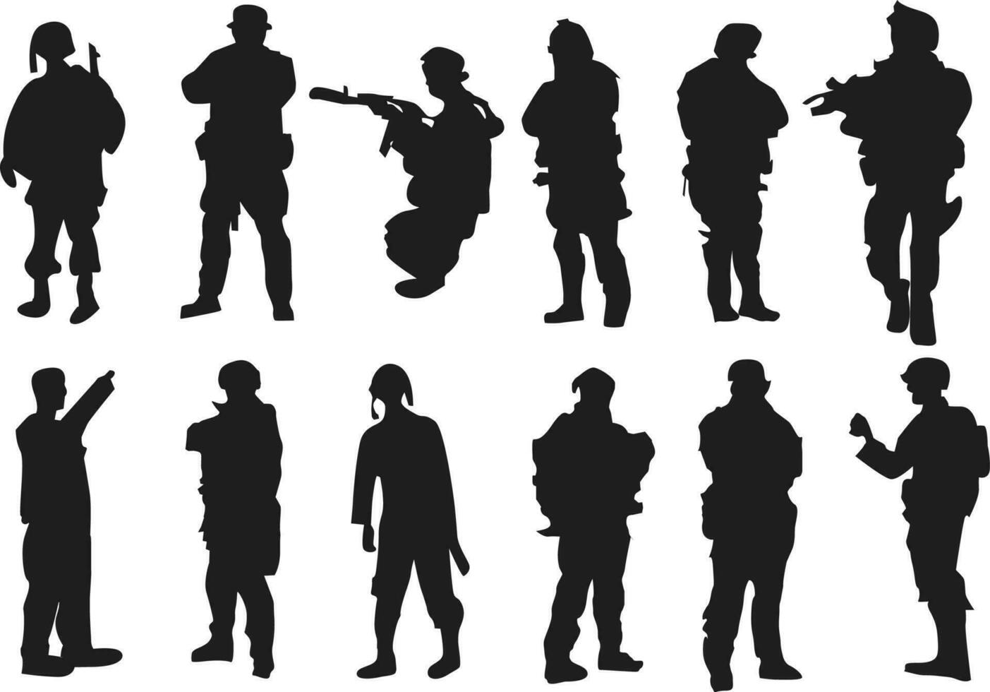 Soldier Silhouette Set 1 team vector