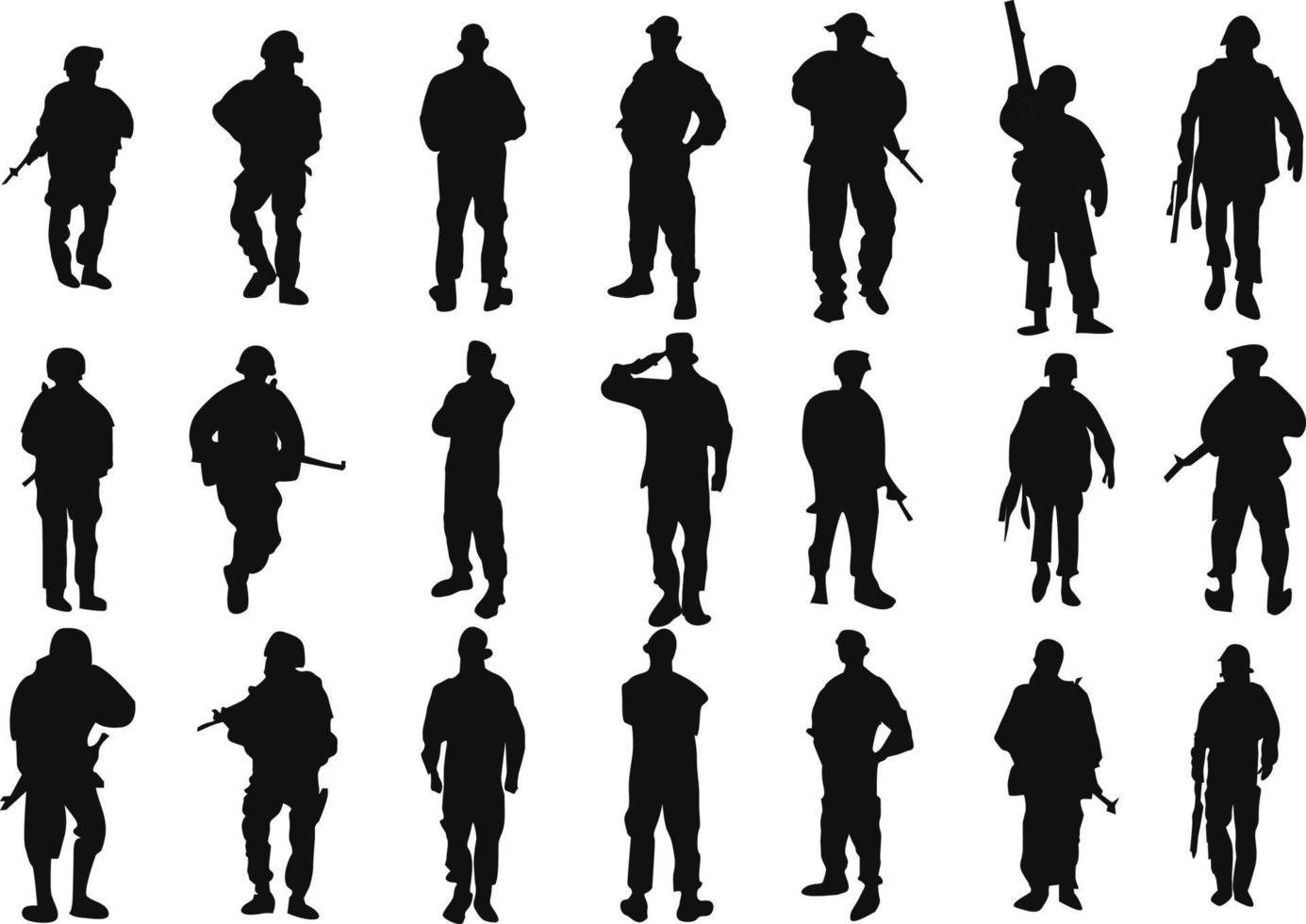 Soldier Silhouette Set 1 team vector
