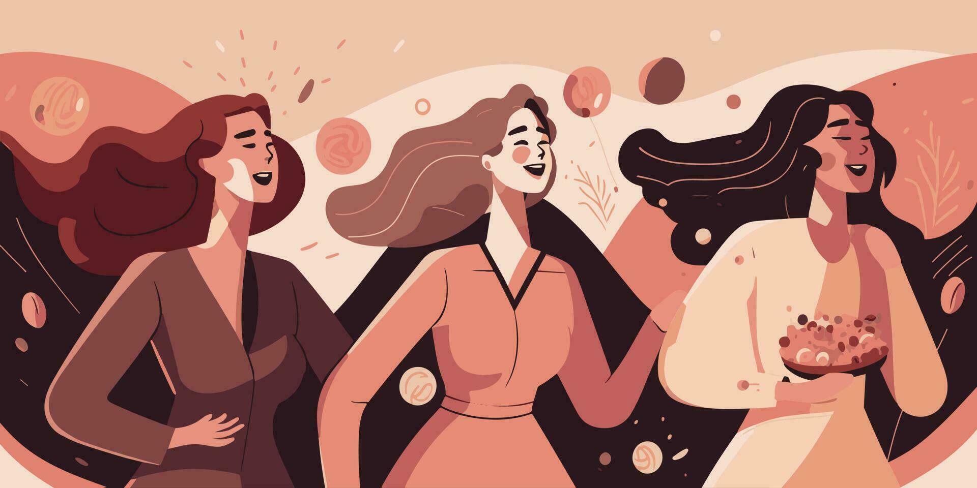 international women's day cartoon scene style vector