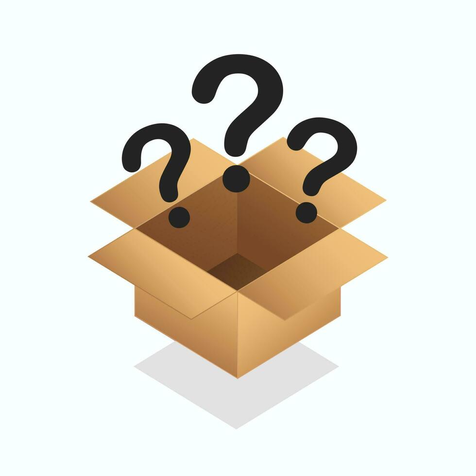 Mystery Box Open Vector design with question mark Pop up and shadow flat art illustration asset perfect for online marketplace element ready to use free editable