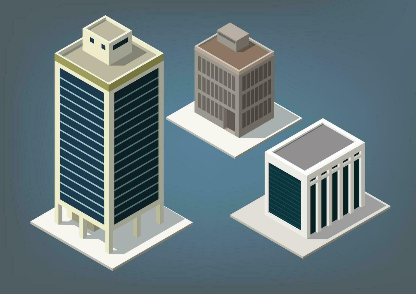 isometric apartment buildings office and houses vector