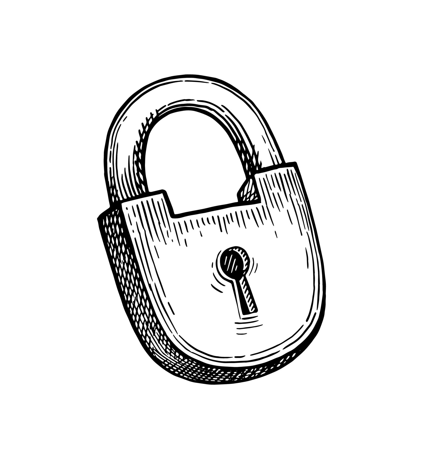 Premium Photo  Old lock and key. ink black and white drawing