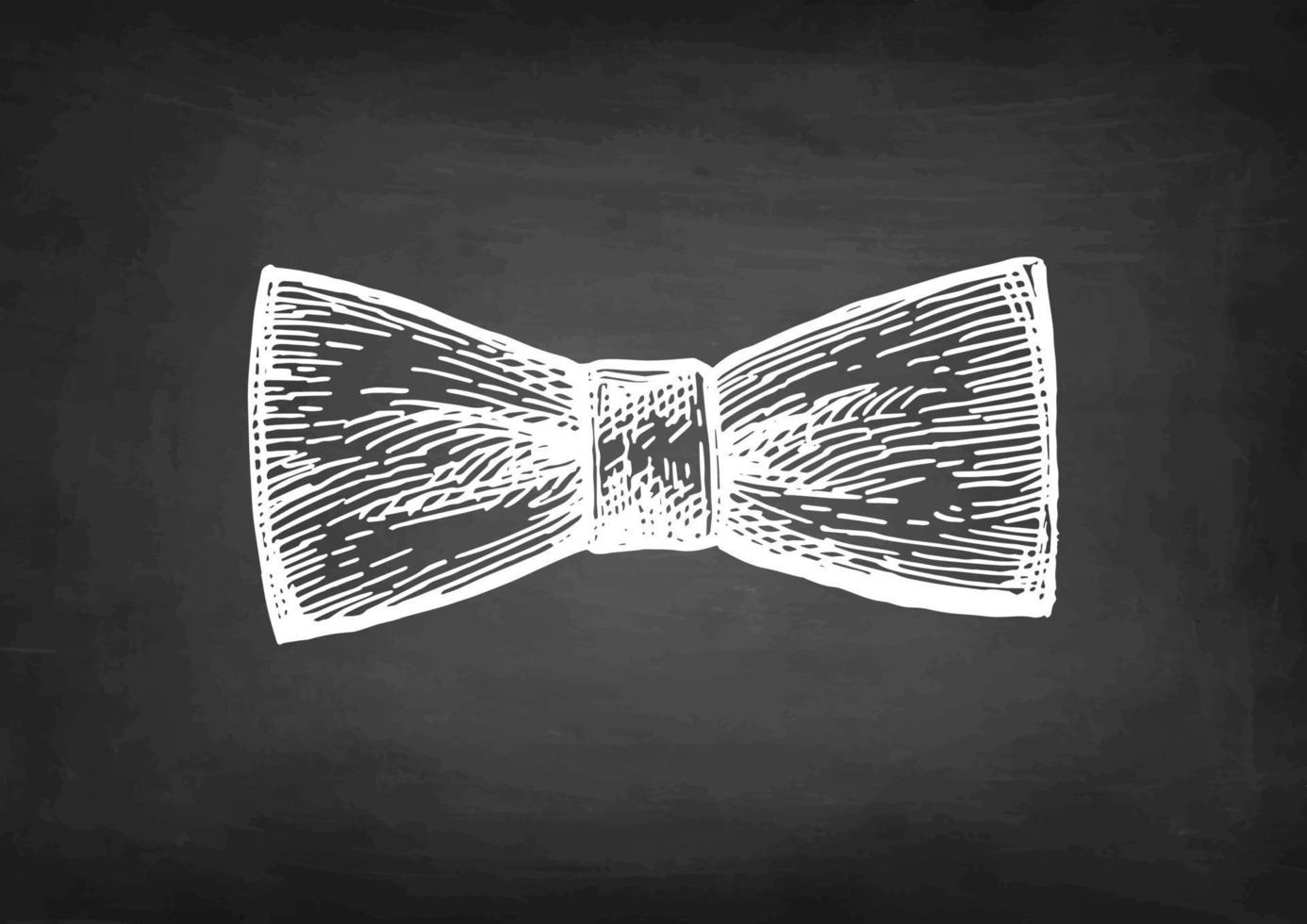 Bow tie chalk sketch on blackboard background. Hand drawn vector illustration. Retro style.