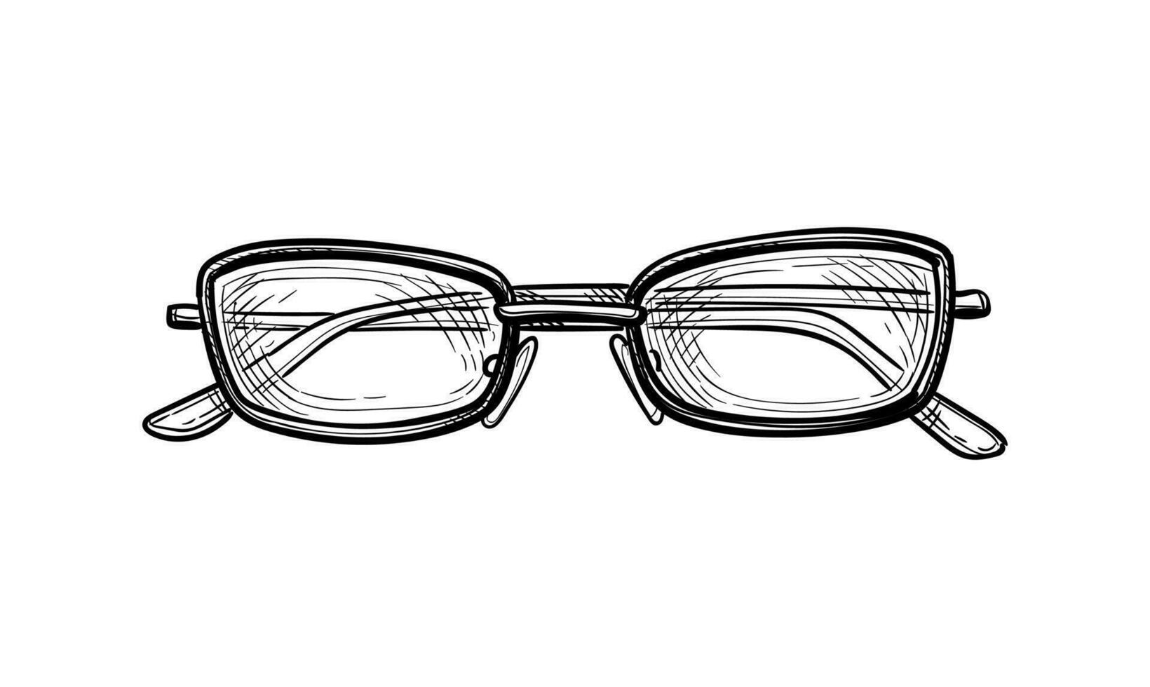 Spectacles. Ink sketch of eyeglasses isolated on white background. Hand drawn vector illustration. Retro style.