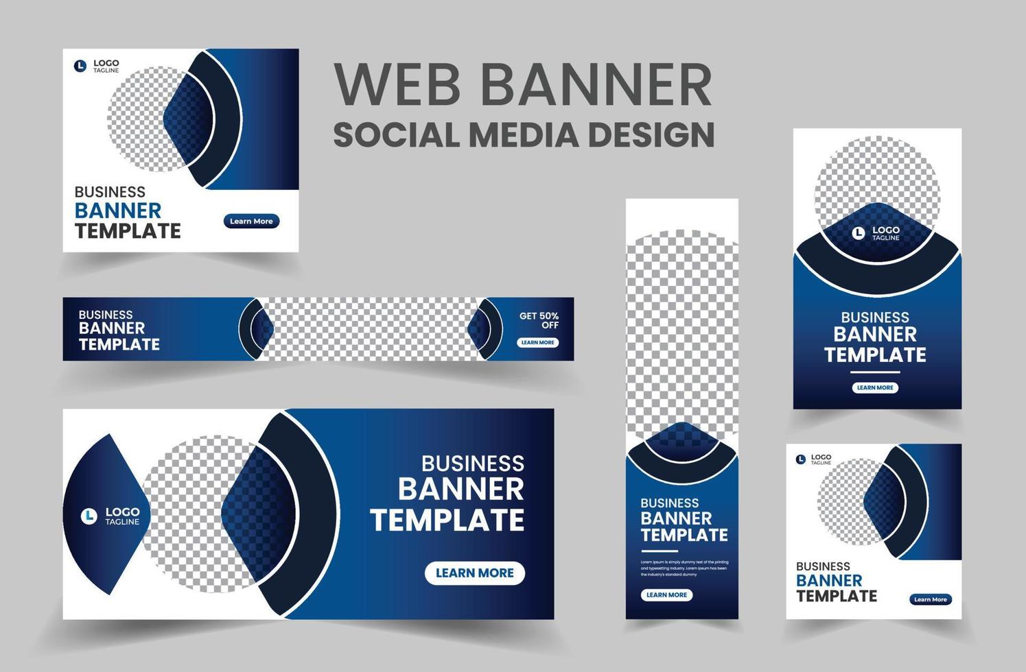 Business banner web template bundle design, Social Media Cover ads banner, flyer, invitation card vector
