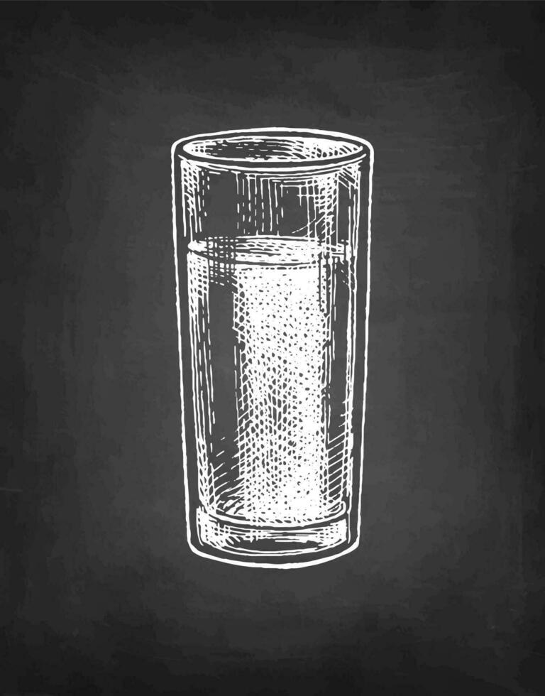 Glass of juice or wine. Chalk sketch on blackboard background. Hand drawn vector illustration. Retro style.