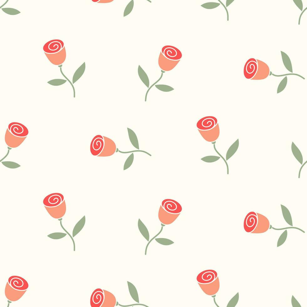 Seamless pattern of hand drawn of doodle rose buds on isolated background. Design for mothers day, Easter, springtime and summertime celebration, scrapbooking, textile, home decor, paper craft. vector