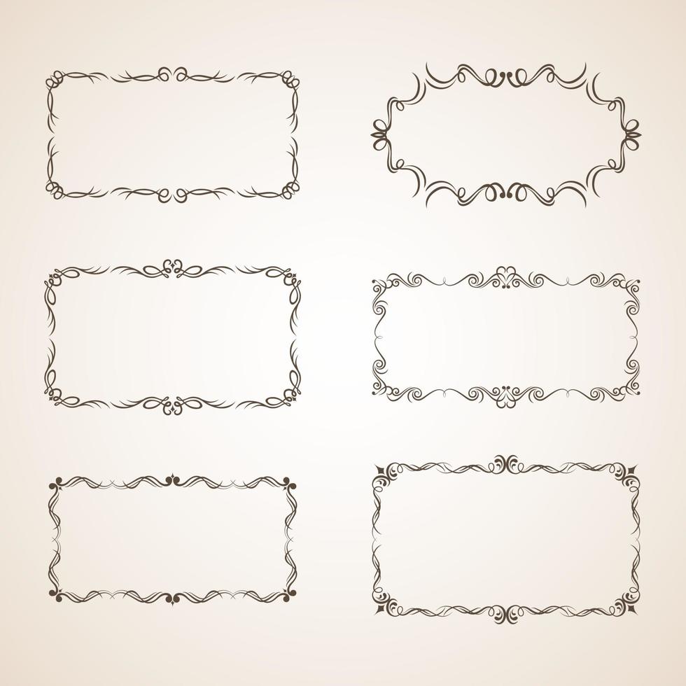 set of decorative rectangular frames and vintage ornament borders vector