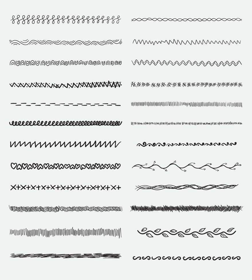 vector conjunto de mano dibujado decorativo texturizado fronteras y garabatear elementos