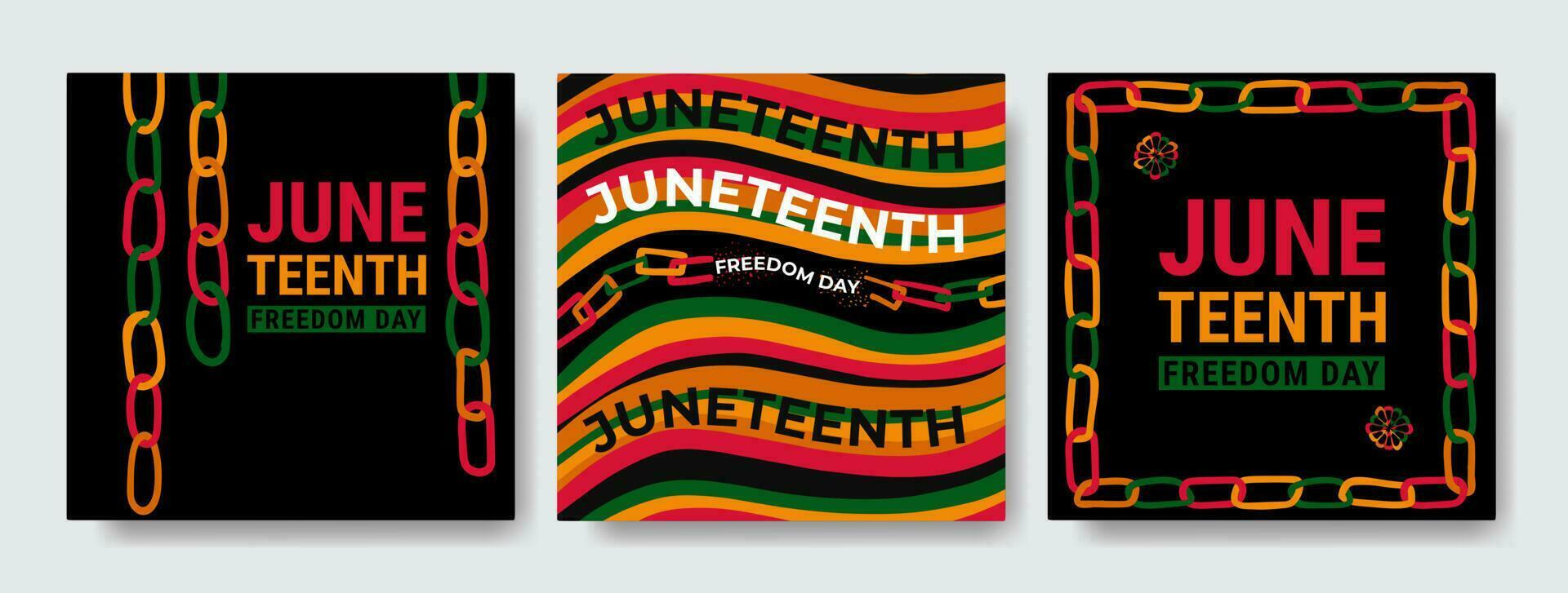 set of abstract juneteenth freedom day backgrounds with illustration of freedom vector