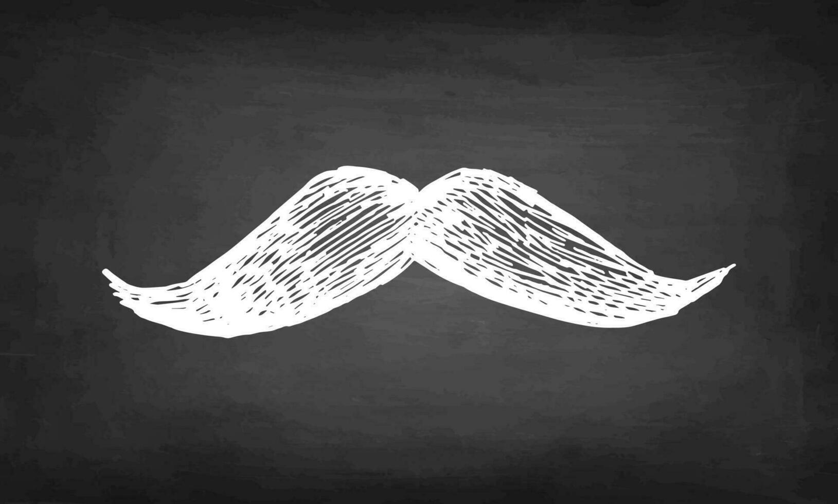 Mustache chalk sketch on blackboard background. Hand drawn vector illustration. Retro style.