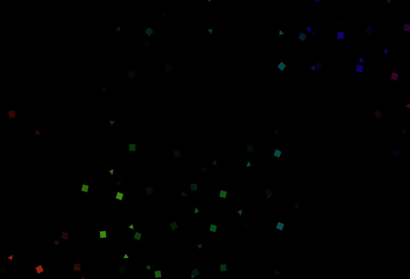 Dark Multicolor, Rainbow vector background with triangles, circles, cubes.