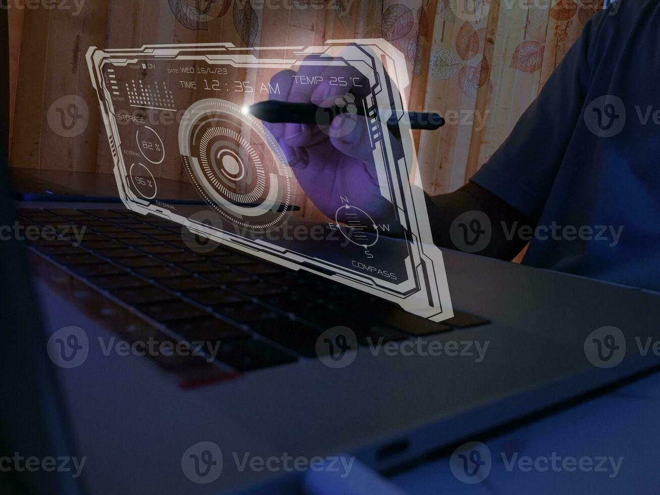 technology concept Laptop program control and display menu for cyber convenience photo