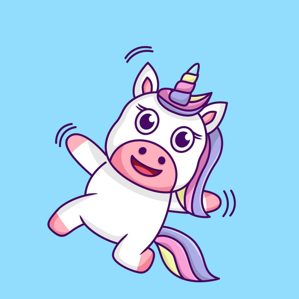 Cute unicorn illustration, cute and fun vector