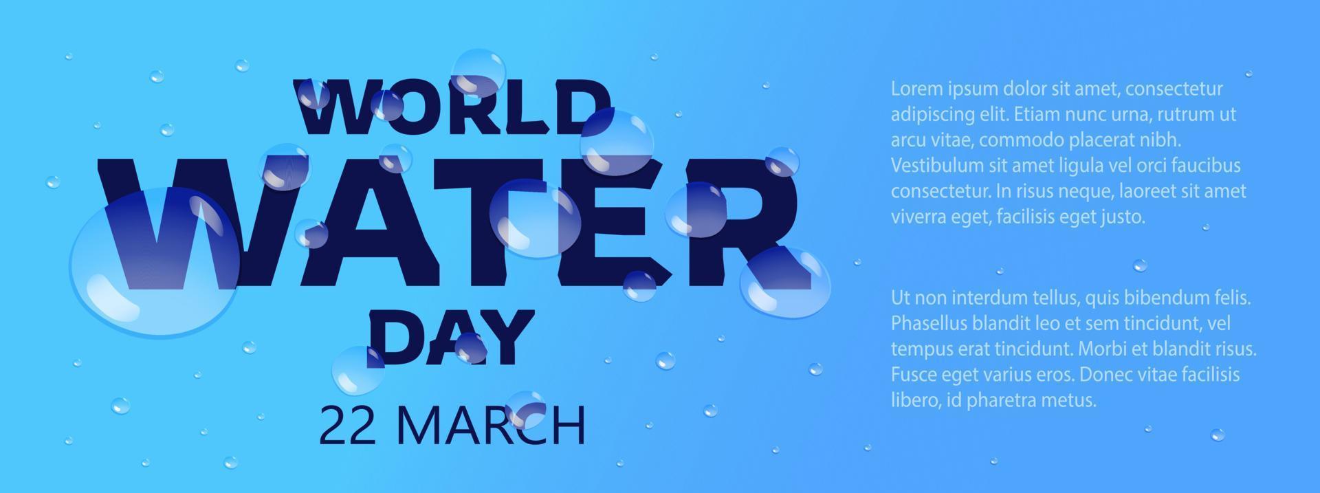 World water day background with droplets vector illustration