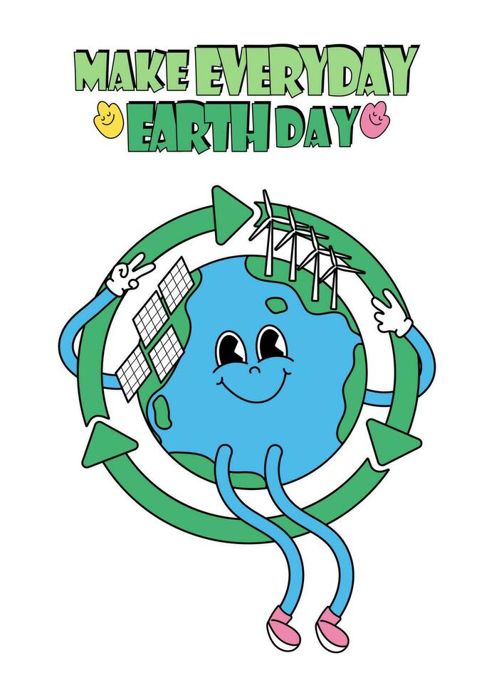 Earth day modern vintage and retro card vector illustration