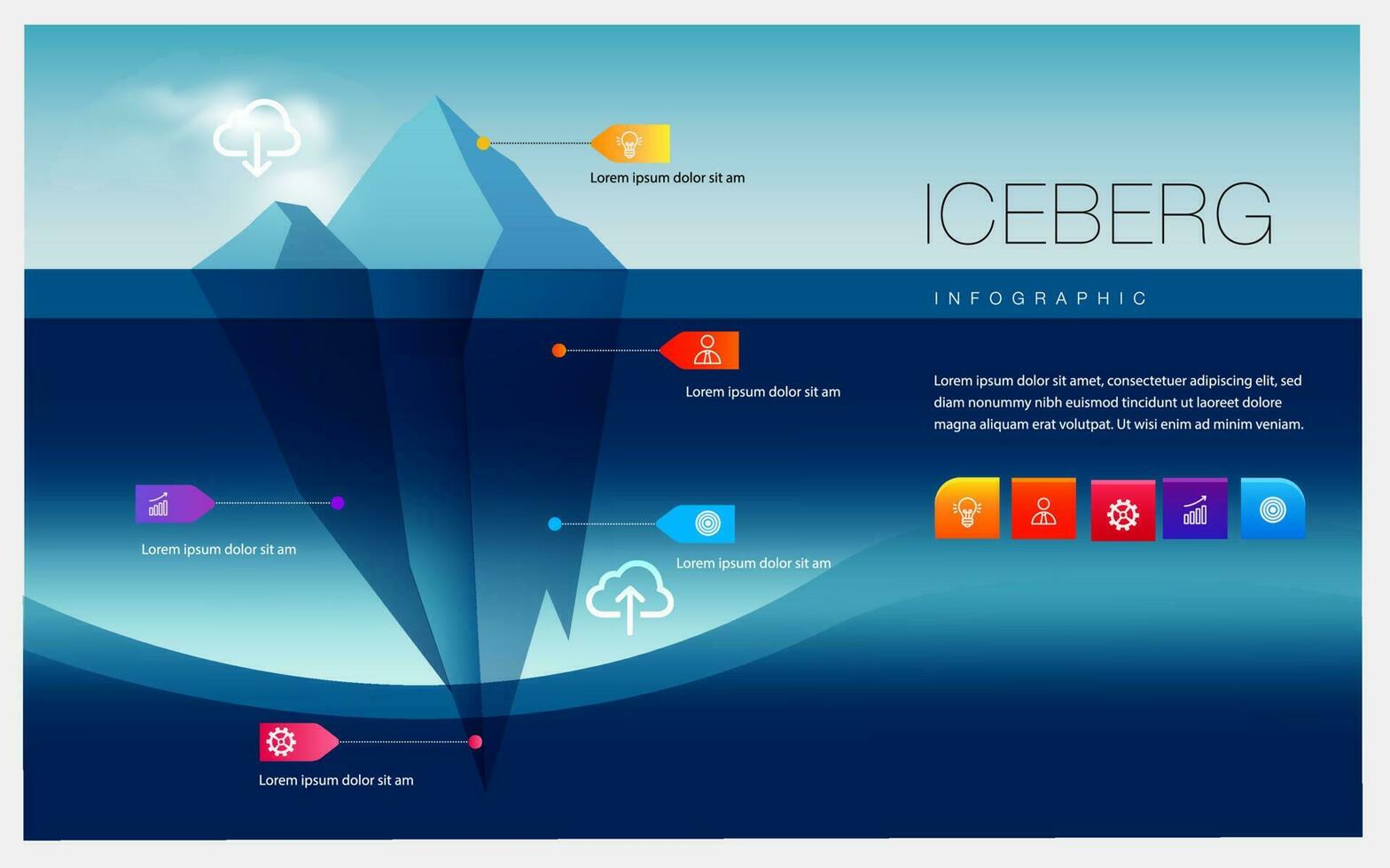 Iceberg Infographic. Template infographic  web data presentation and mobile application isolated on background vector