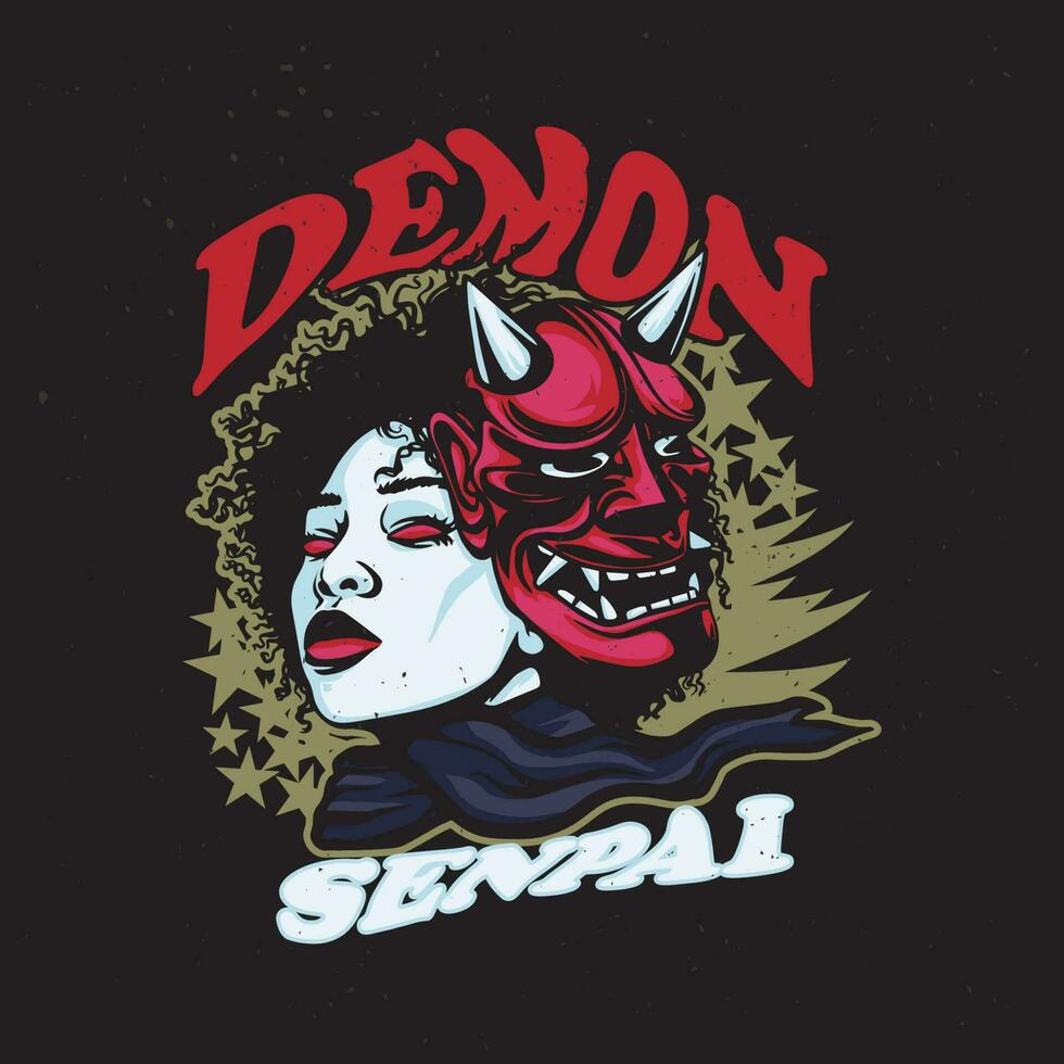 Devil oni vector illustration for t-shirt, apparel, poster and other uses.