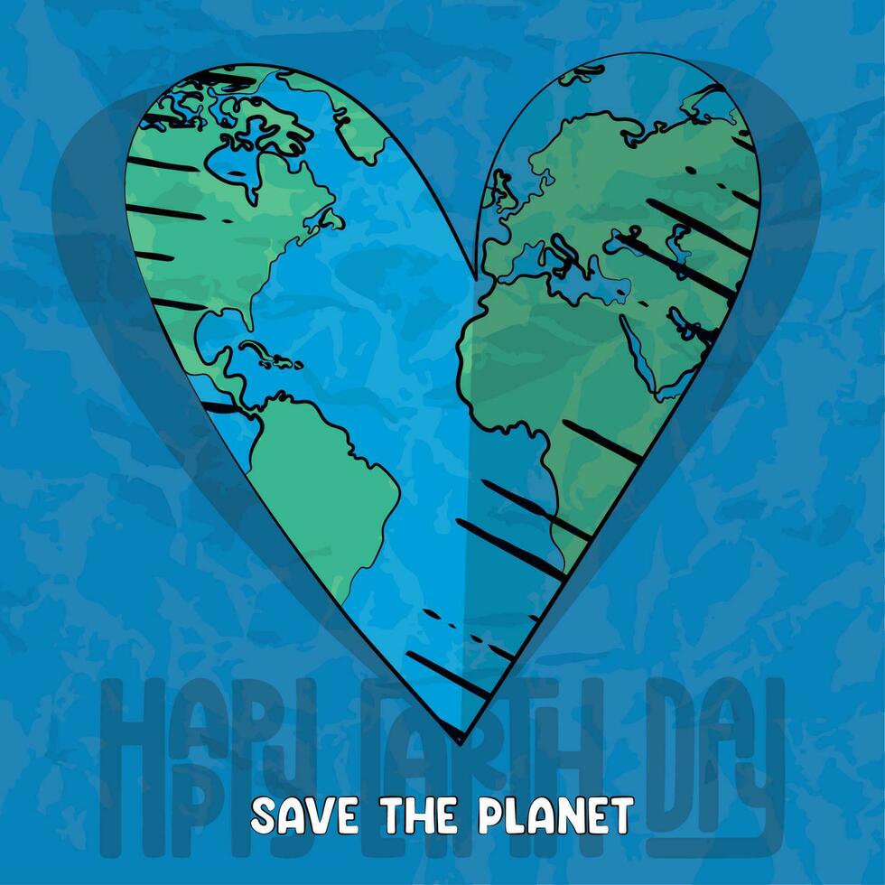 Isolated planet earth with heart shape Happy earth day Vector