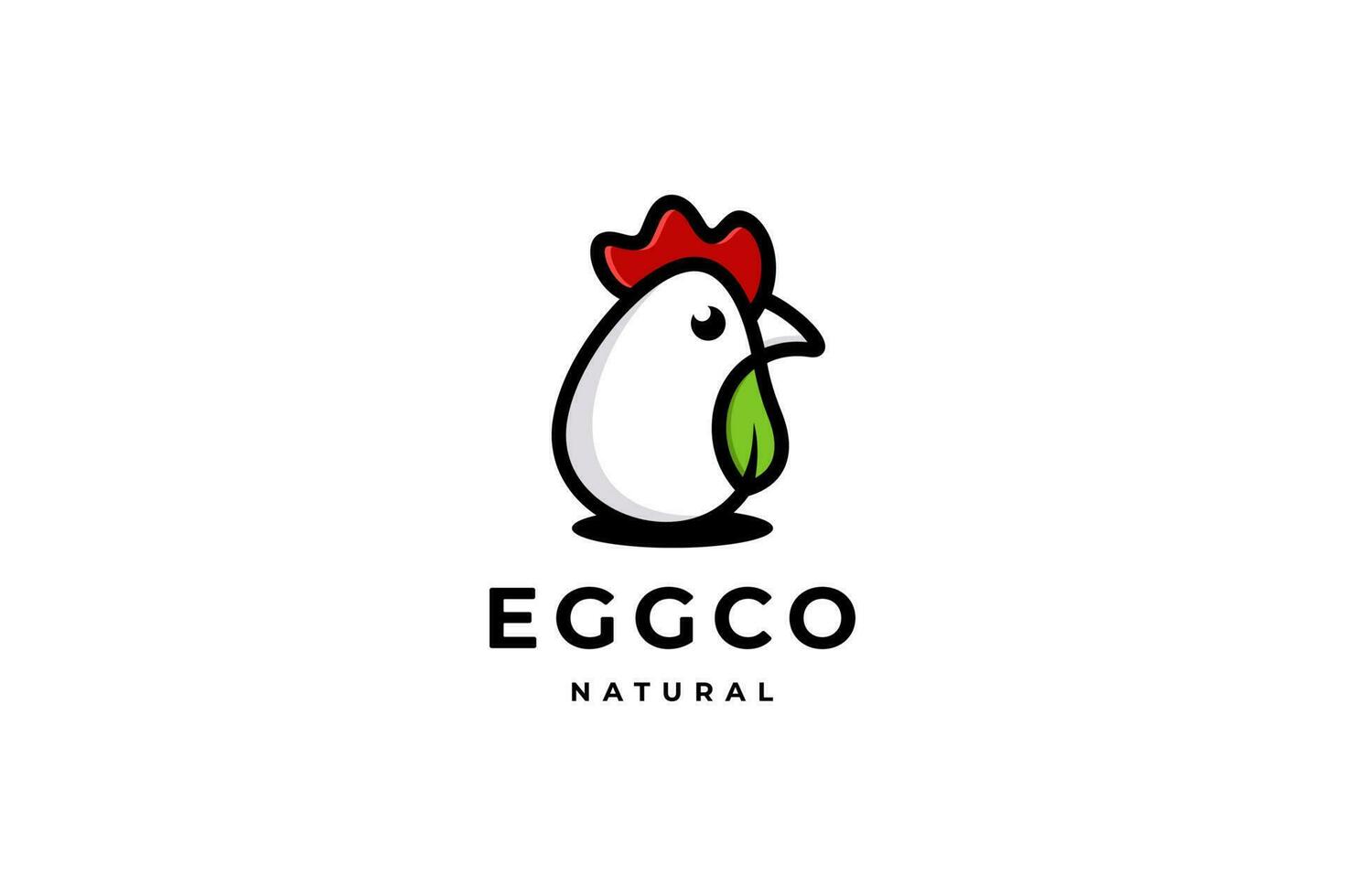 black white red egg chicken natural logo vector