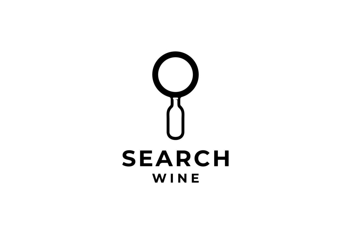 black white search wine logo vector