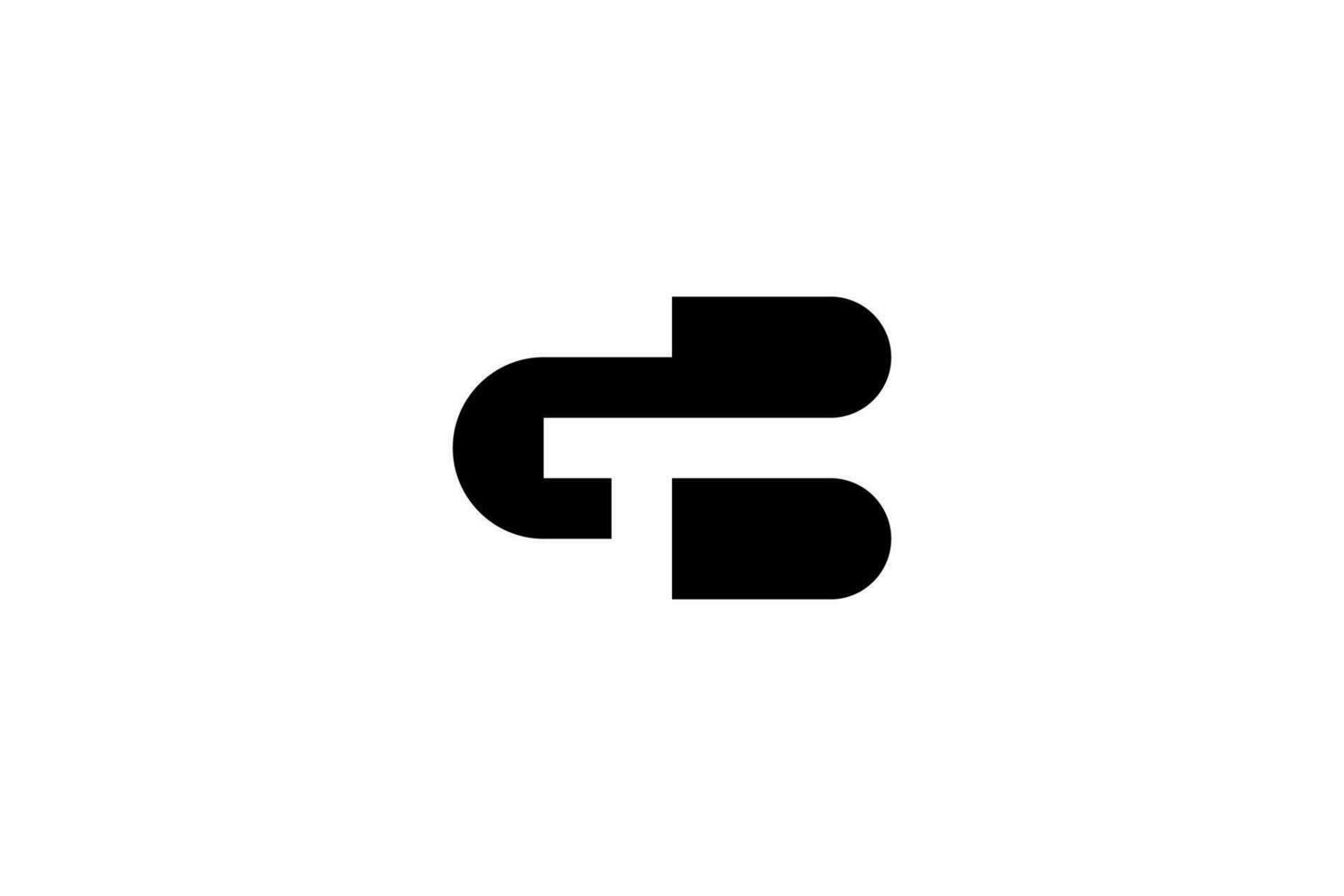 black white negative space initial letter g b logo vector