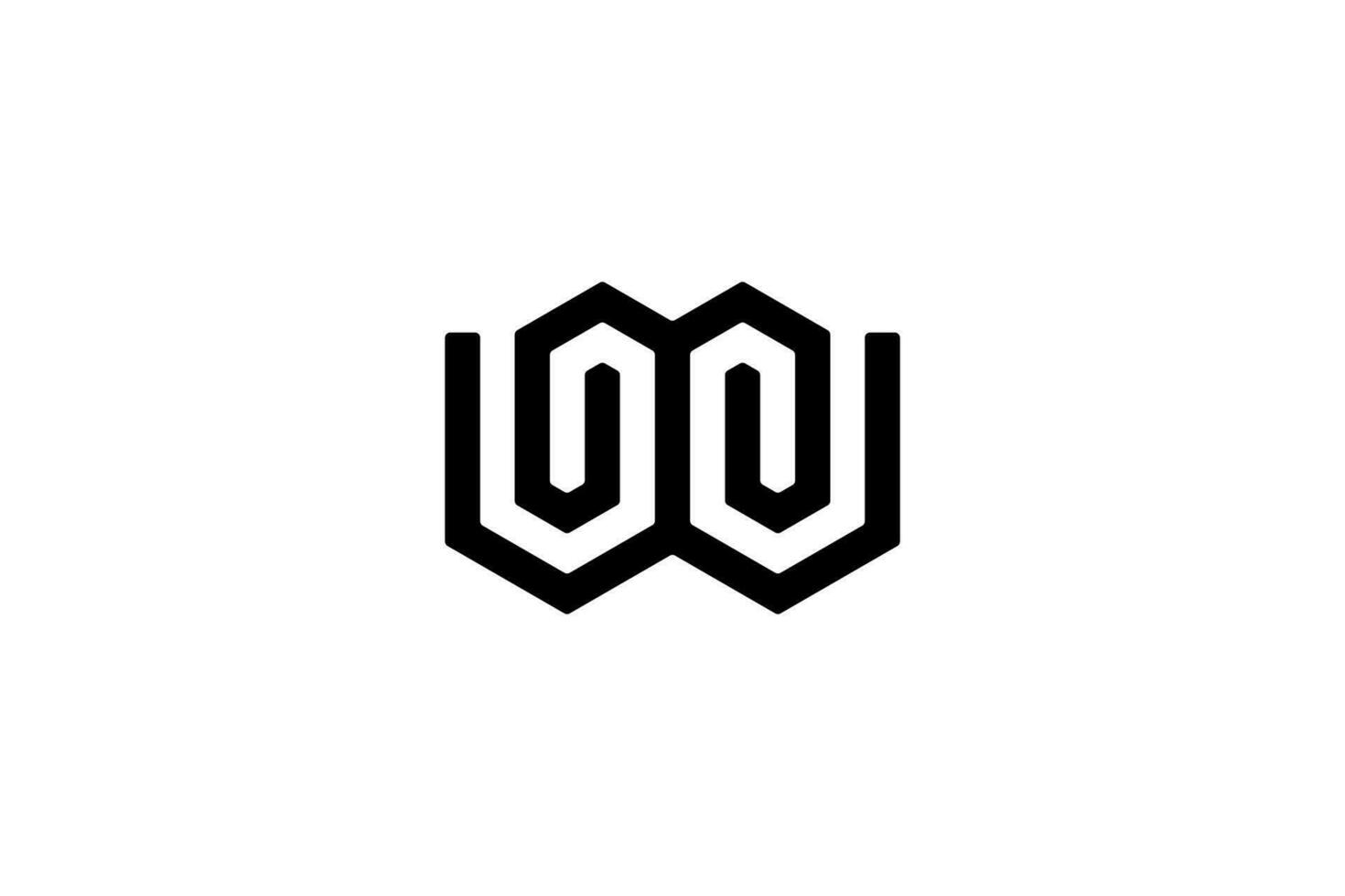 black white initial letter v w monogram logo vector
