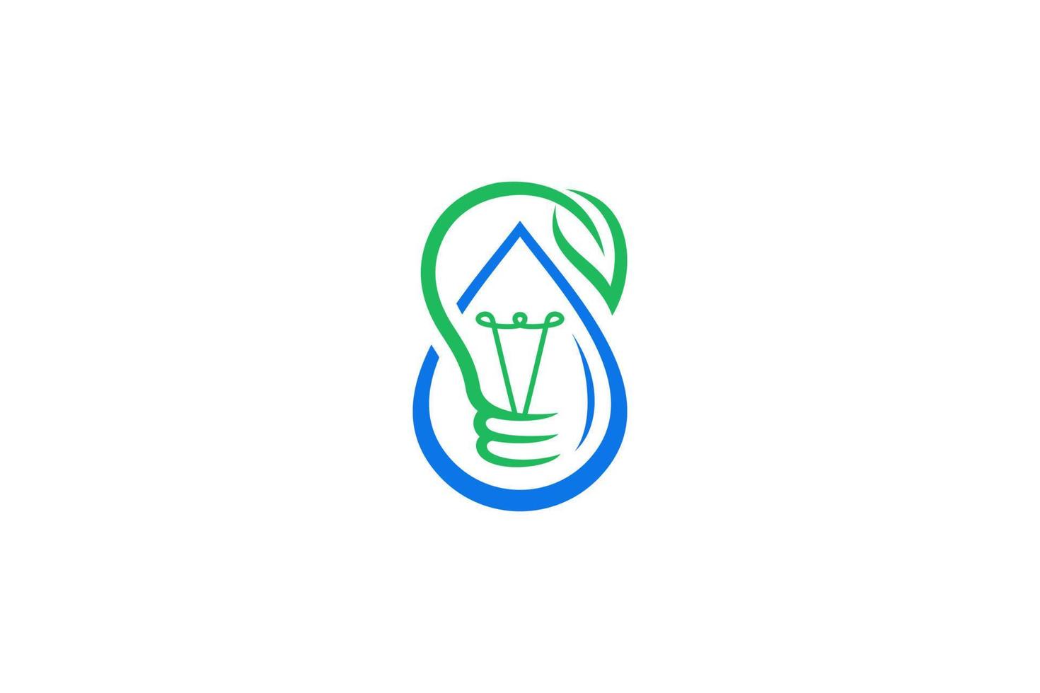 azul verde eco ligero bulbo logo vector