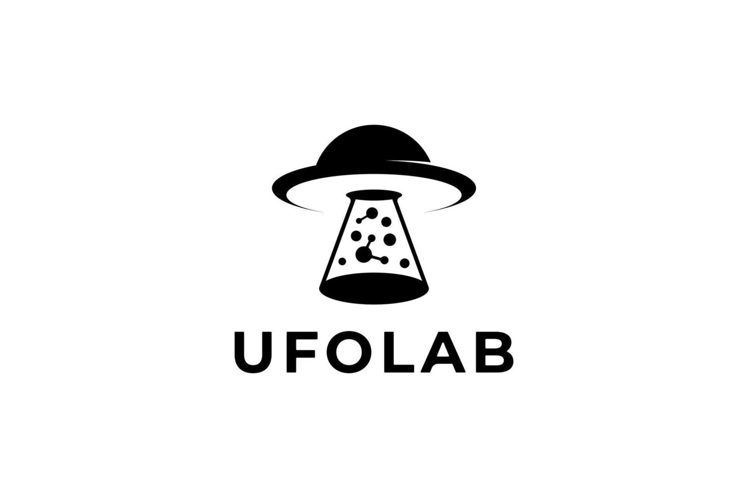 black white ufo lab logo vector